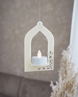 Lanterne ophæng m. lys (beige)