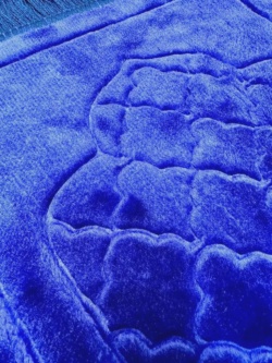 Bedetæppe børn blå velour 1